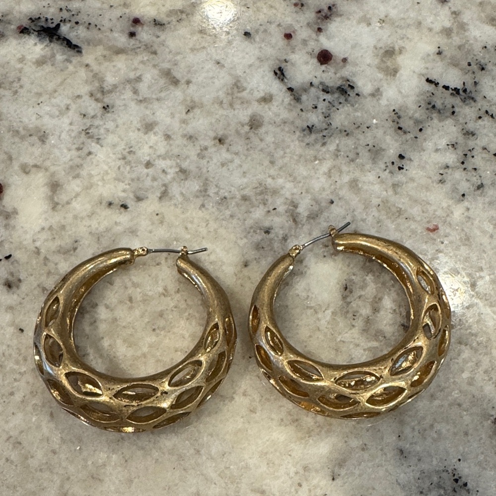 Lia Sophia Gold Textured Hoop Earrings